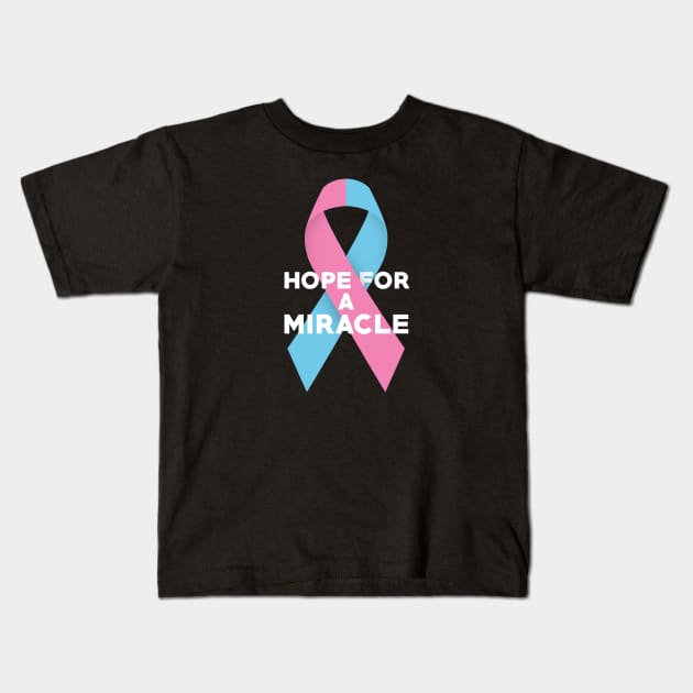 Hope For A Miracle Pink Blue Ribbon Kids T-Shirt by mia_me